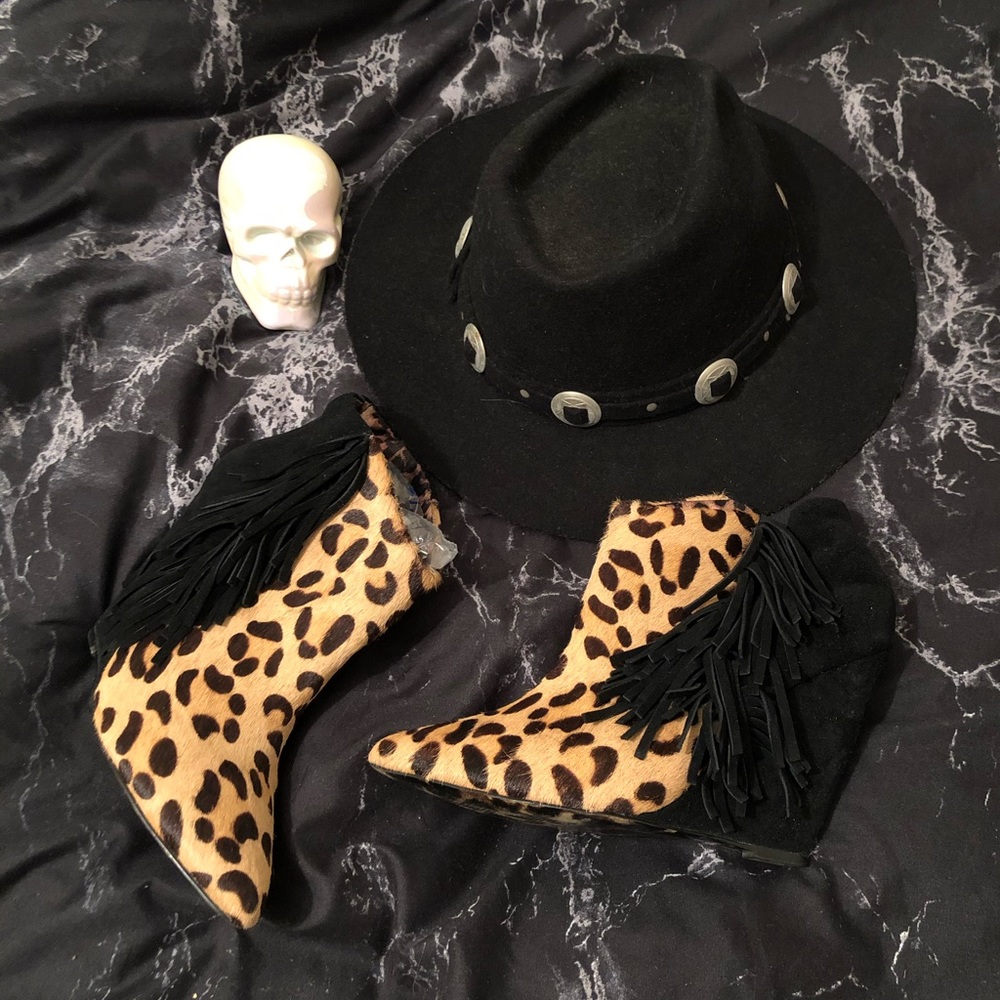 Betsey Johnson ZIAH Leopard Fringe booties